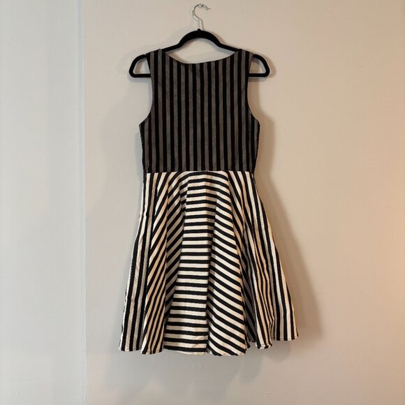 Eva Franco Black & Cream Striped Dress Women's Size L - Picture 6 of 8